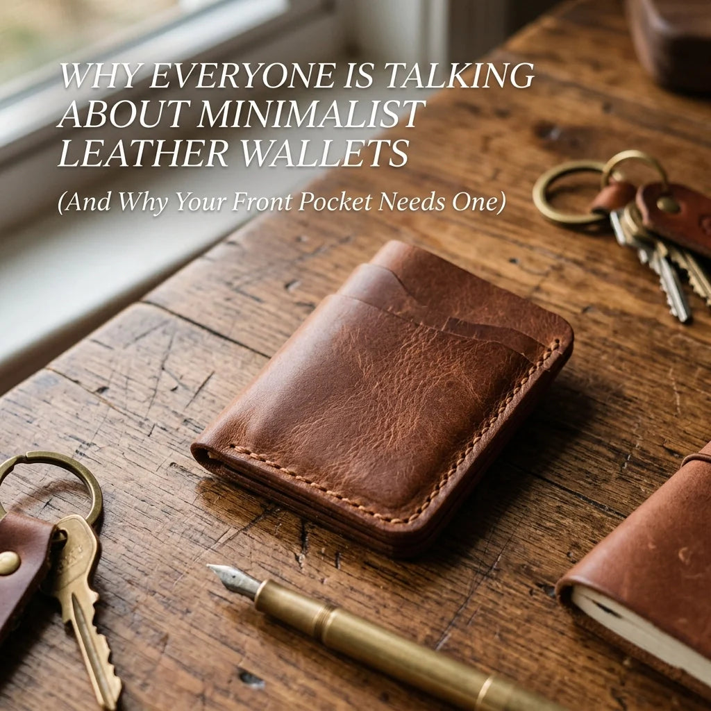 Handcrafted minimalist leather front pocket wallet by The Kilted Leatherworker