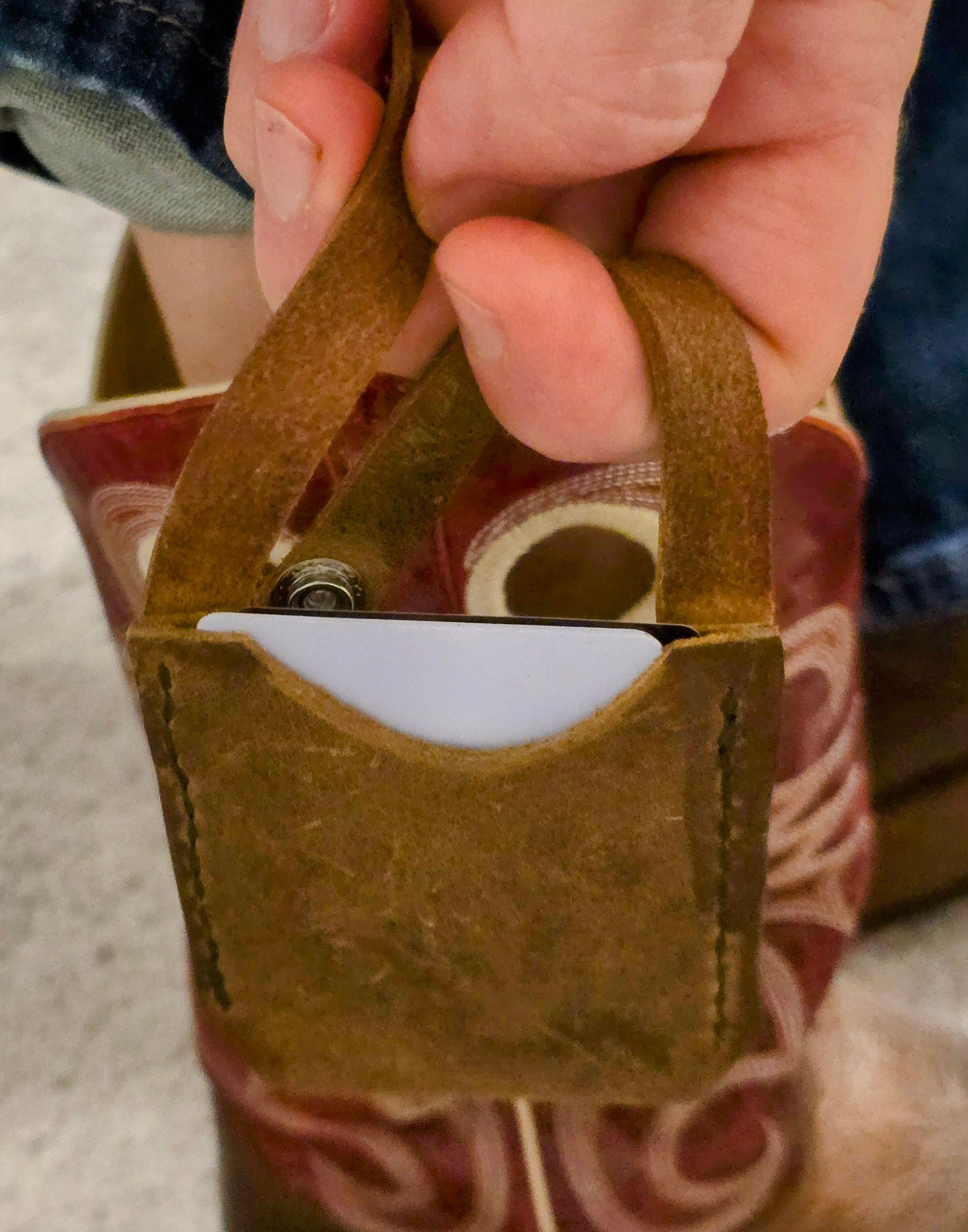 Handcrafted pull-up leather Spur Sleeve card holder designed for discreet boot carry, made by The Kilted Leatherworker