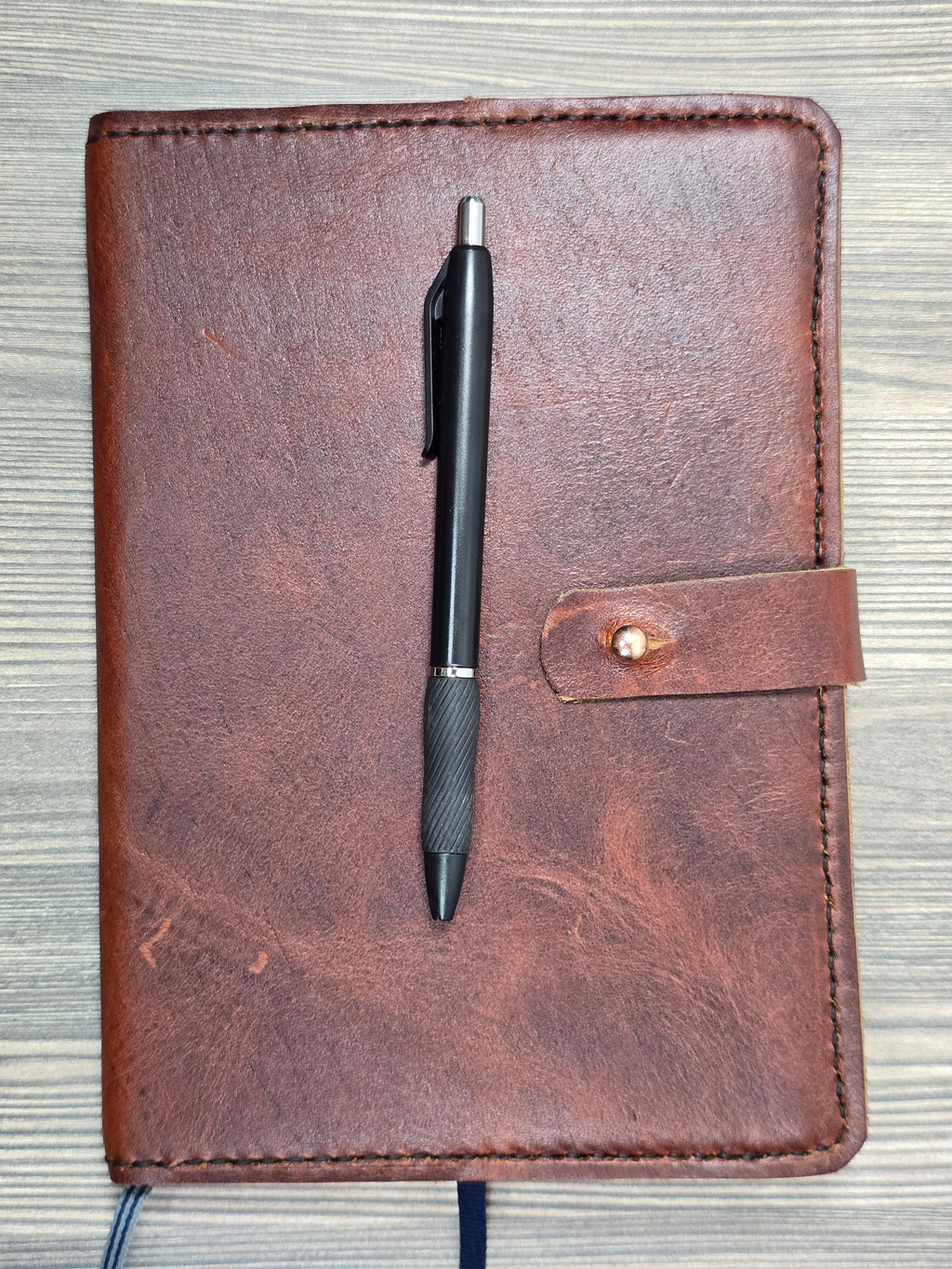 Burgundy leather journal cover - Handcrafted A5 leather notebook cover.