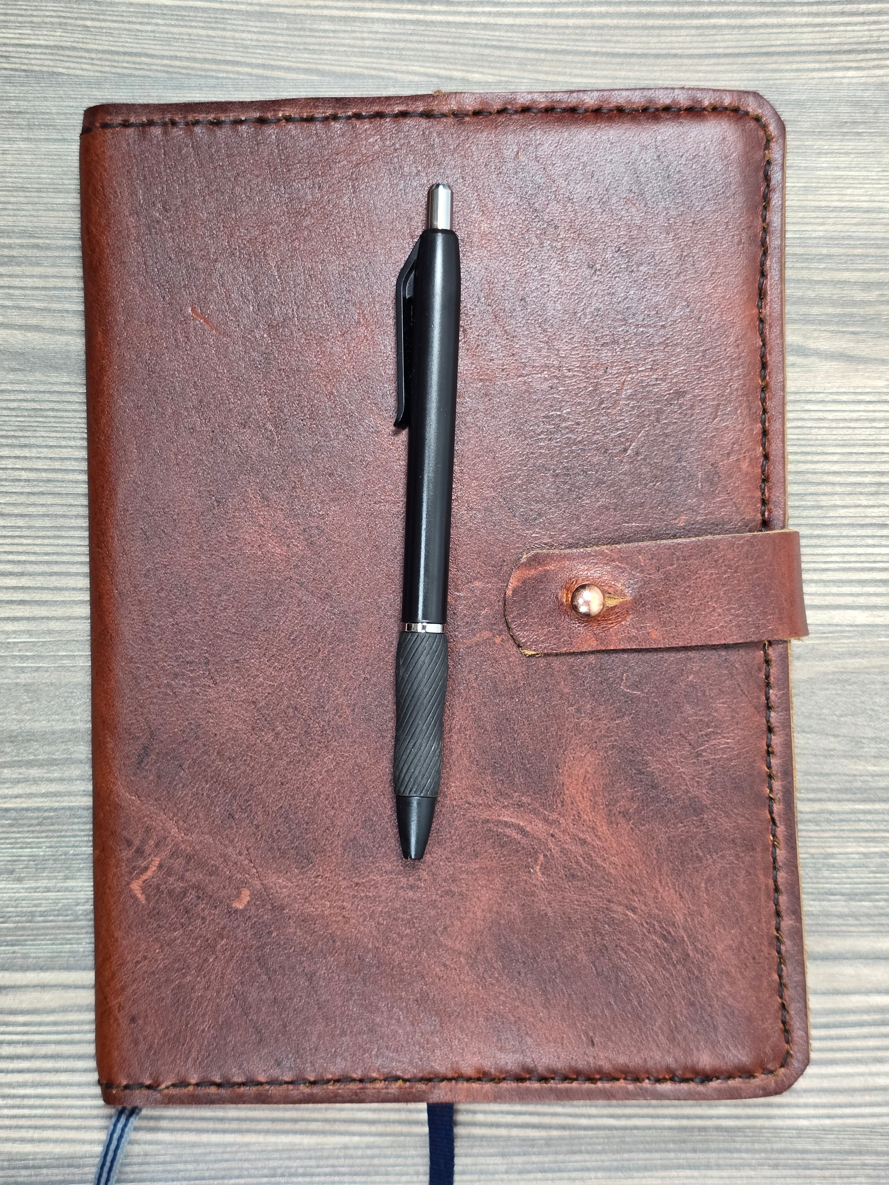 Burgundy leather journal cover - Handcrafted A5 leather notebook cover.