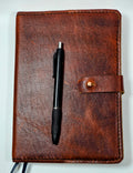 Burgundy leather journal cover - Handcrafted A5 leather notebook cover.