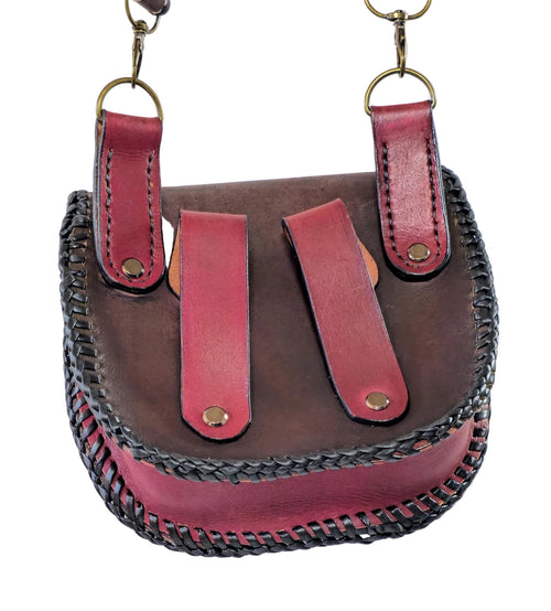 Hair on hybrid leather belt pouch - Hands-free leather purse and waist bag.
